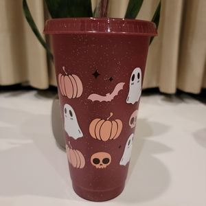 Fall/Halloween Cold Cup Tumbler-Reusable